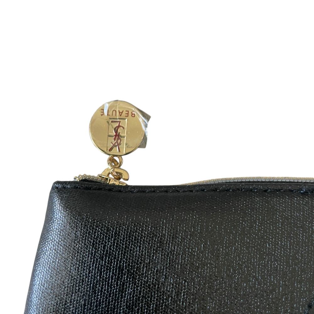 Yves Saint Laurent YSL Beaute Makeup Bag Travel Pouch Black Patent Clutch NEW - Picture 8 of 16